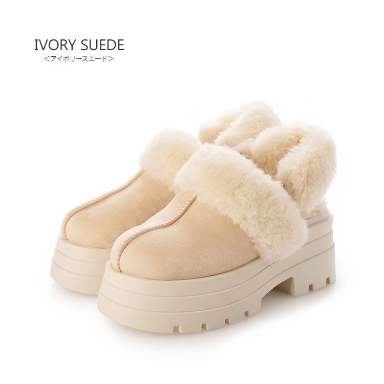 ムートン サンダル 2way サボ 2025新作 厚底 8cmヒール ストラップ ファー ミュール 5827