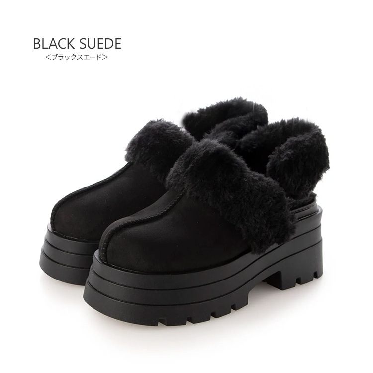 ムートン サンダル 2way サボ 2025新作 厚底 8cmヒール ストラップ ファー ミュール 5827