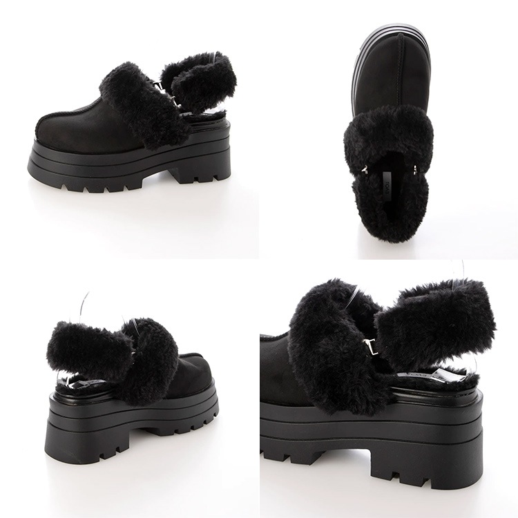 ムートン サンダル 2way サボ 2025新作 厚底 8cmヒール ストラップ ファー ミュール 5827