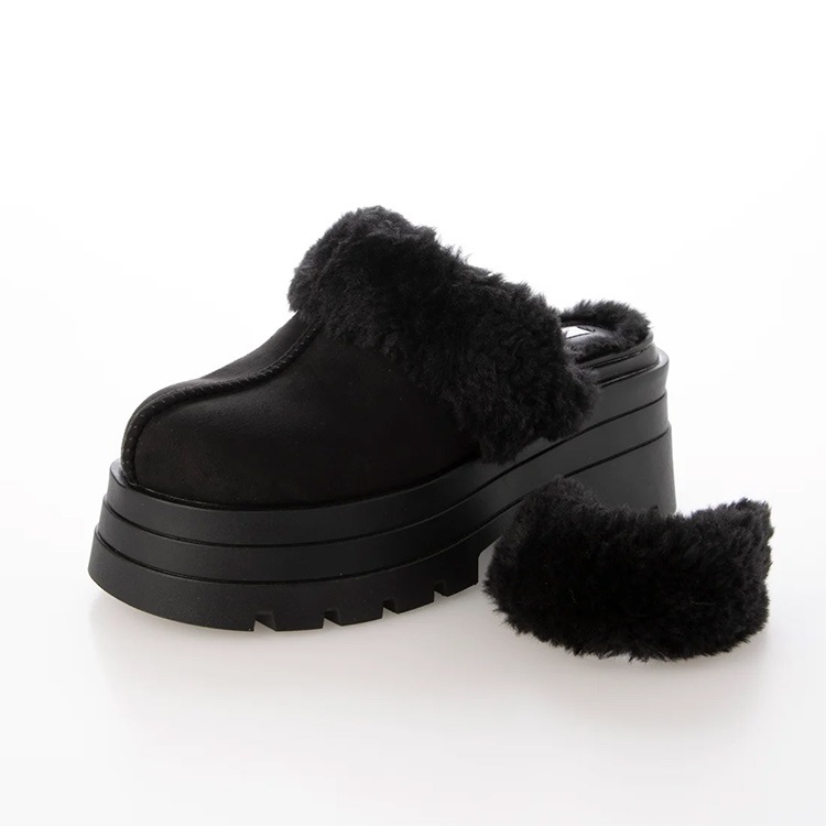 ムートン サンダル 2way サボ 2026新作 厚底 8cmヒール ストラップ