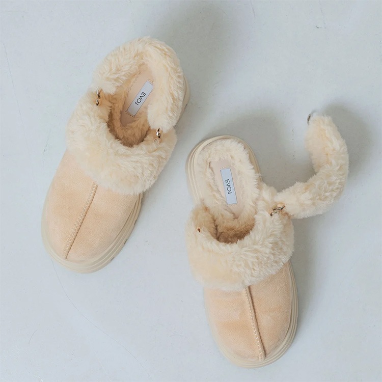 ムートン サンダル 2way サボ 2025新作 厚底 8cmヒール ストラップ ファー ミュール 5827