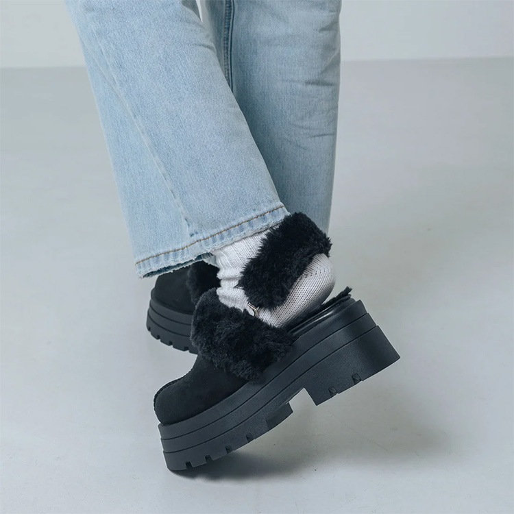 ムートン サンダル 2way サボ 2025新作 厚底 8cmヒール ストラップ ファー ミュール 5827