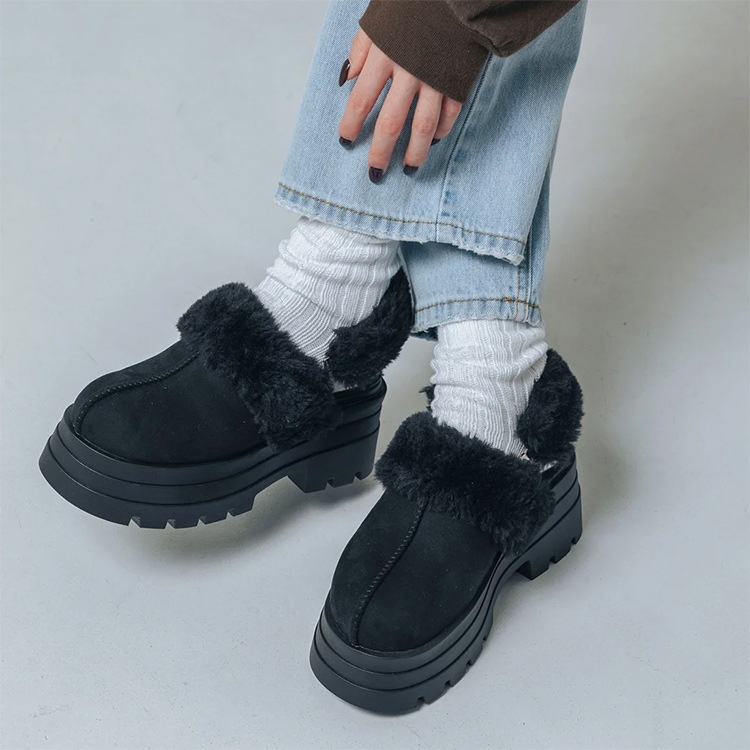 ムートン サンダル 2way サボ 2025新作 厚底 8cmヒール ストラップ ファー ミュール 5827