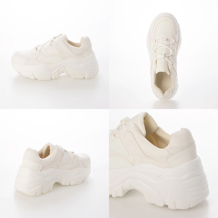 厚底 スニーカー 軽量 6cmヒール 2025新作 ボリューム メタリック レースアップ  フラット ひも靴 5481