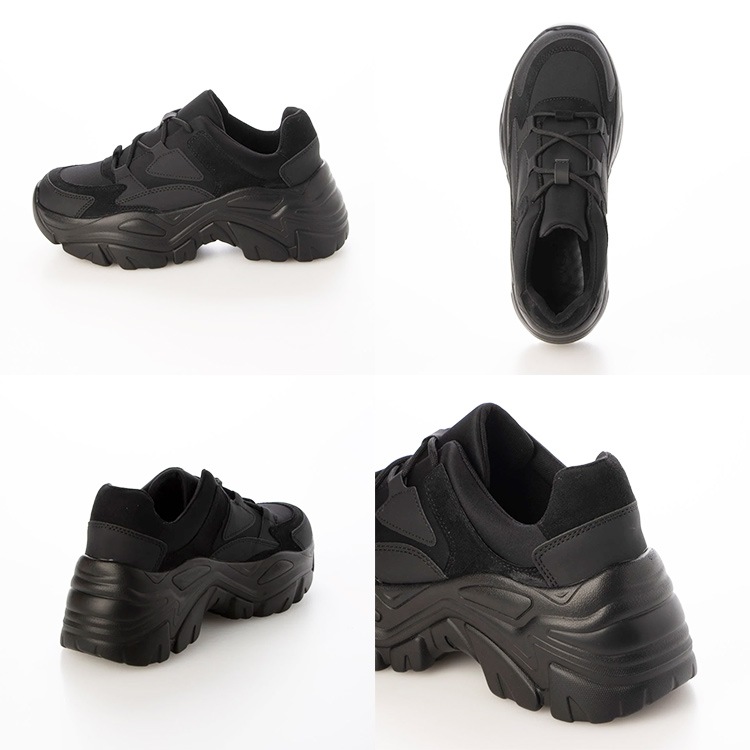 厚底 スニーカー 軽量 6cmヒール 2025新作 ボリューム メタリック レースアップ  フラット ひも靴 5481