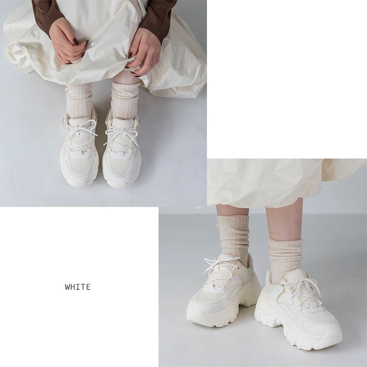 厚底 スニーカー 軽量 6cmヒール 2025新作 ボリューム メタリック レースアップ  フラット ひも靴 5481