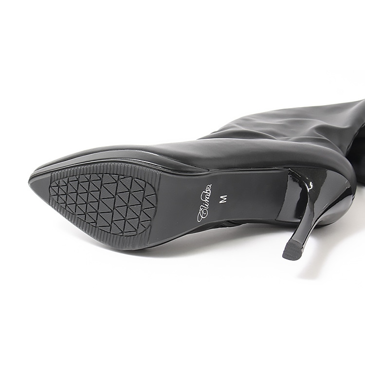 ニーハイブーツ ストレッチブーツ ハイヒール 10cmヒール ポインテッドトゥ プラットフォーム ピンヒール ホワイト ブラック 3044