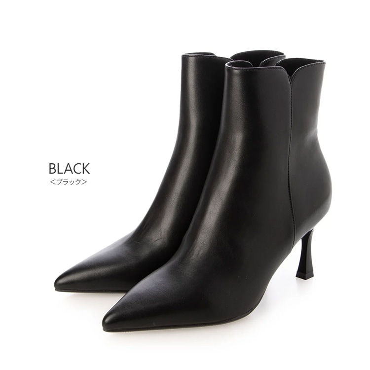 ショートブーツ ポインテッドトゥ 7cmヒール ハイヒール 2025新作 ブラック ベージュ きれいめ ブーツ 23847