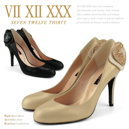 【訳あり】 【アウトレット】 【SALE】 セブントゥエルブサーティー パンプス バックリボン ピンヒール ヒール10cm VII XII XXX (104246)パンプス 靴 