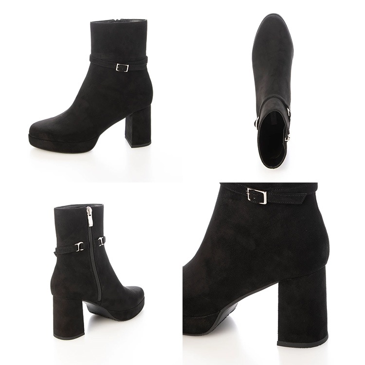 ショートブーツ ベルト 取り外し 2way ブーツ 2025新作 厚底 ハイヒール ヒール8cm 太ヒール チャンキーヒール ブラック アイボリー 5768