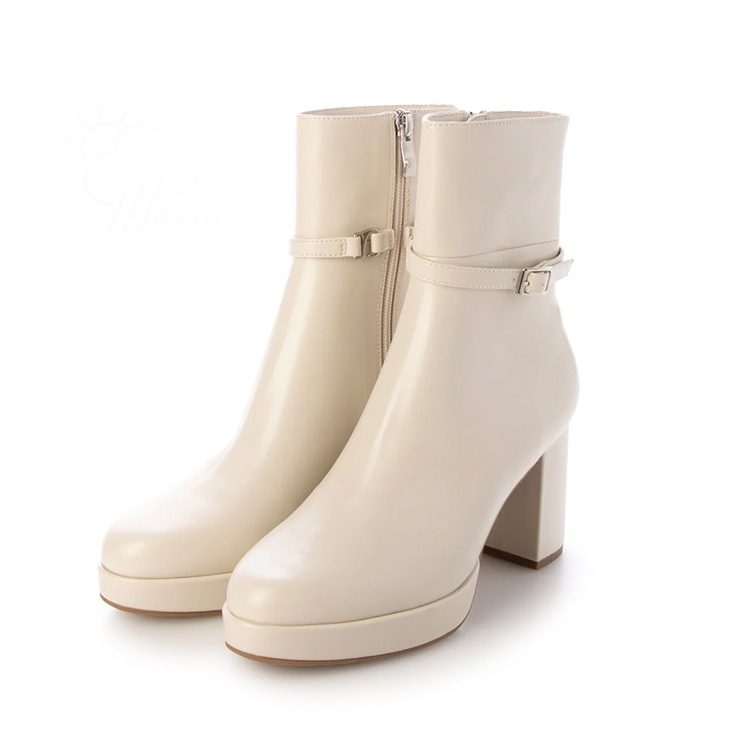 ショートブーツ ベルト 取り外し 2way ブーツ 2025新作 厚底 ハイヒール ヒール8cm 太ヒール チャンキーヒール ブラック アイボリー 5768