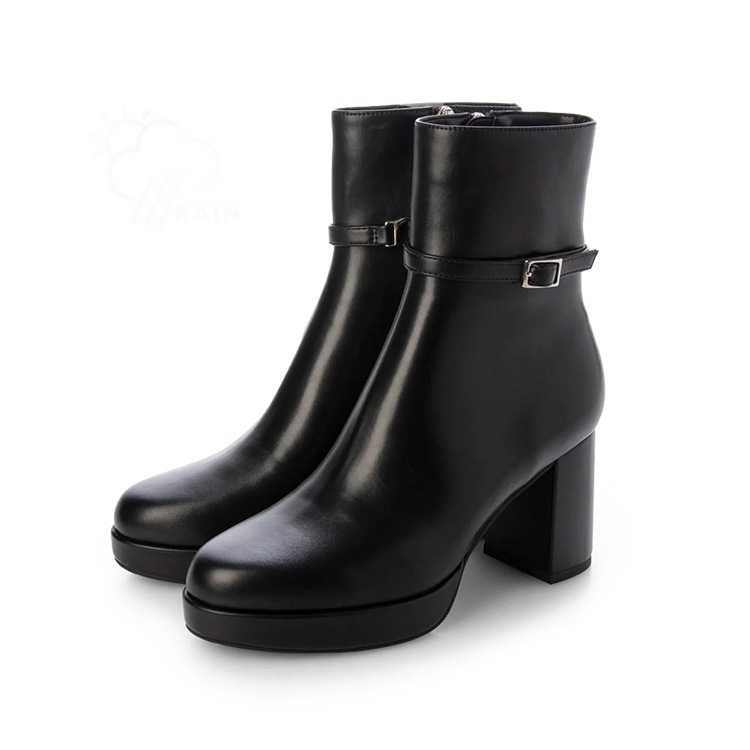 ショートブーツ ベルト 取り外し 2way ブーツ 2025新作 厚底 ハイヒール ヒール8cm 太ヒール チャンキーヒール ブラック アイボリー 5768