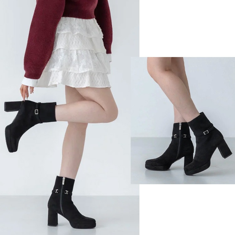 ショートブーツ ベルト 取り外し 2way ブーツ 2025新作 厚底