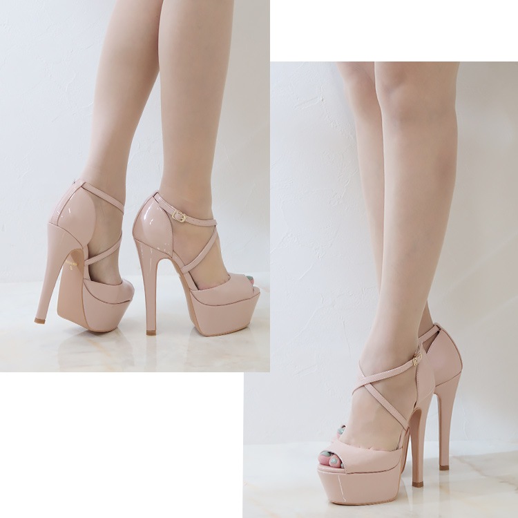 14cmヒール サンダル パンプス 厚底 セパレート ストラップ 2026新作 エナメル ブルーバタフライ 9010