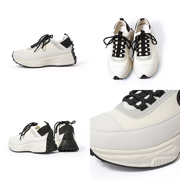 スニーカー レザー 本革 厚底 ひも靴 レースアップ ライトクッションスニーカー 2026新作 白 黒 2300