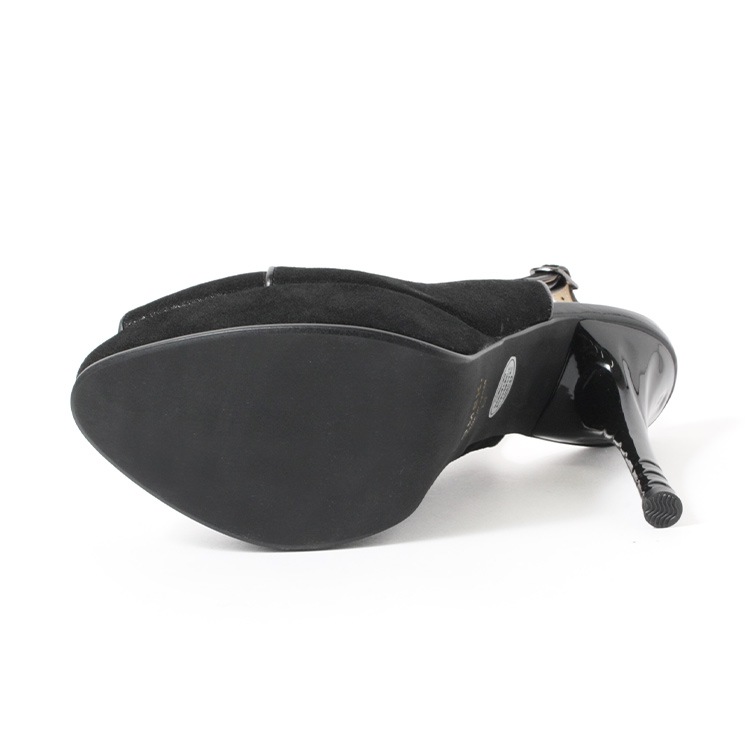 COMEX パンプス ハイヒール 本革 日本製 2026新作 オープントゥ スエード ラメ サンダル ヒール14cm ピンヒール バックベルト ブラック コメックス 65693