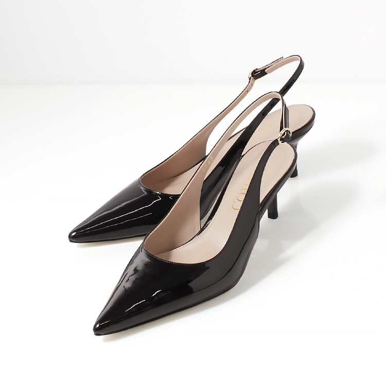 COMEX パンプス 6cmヒール 本革 日本製 ローヒール 2026新作 ポインテッドトゥ バックベルト ピンヒール エナメル コメックス 5747