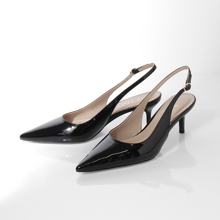COMEX パンプス 6cmヒール 本革 日本製 ローヒール 2026新作 ポインテッドトゥ バックベルト ピンヒール エナメル コメックス 5747