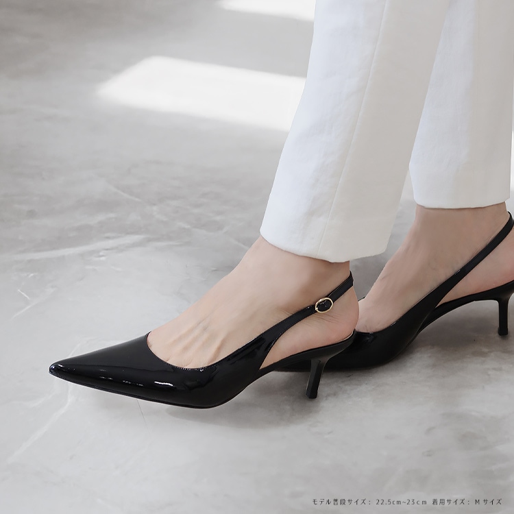 COMEX パンプス 6cmヒール 本革 日本製 ローヒール 2026新作 ポインテッドトゥ バックベルト ピンヒール エナメル コメックス 5747