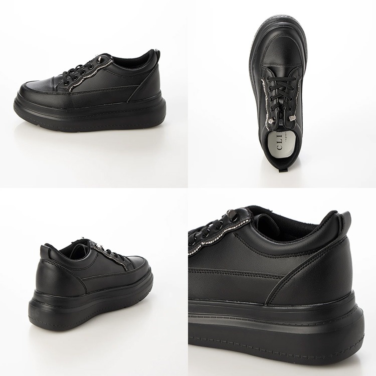 インヒール スニーカー 厚底 軽量 レースアップ 7cmヒール ラインストーン ヒールスニーカー 9069