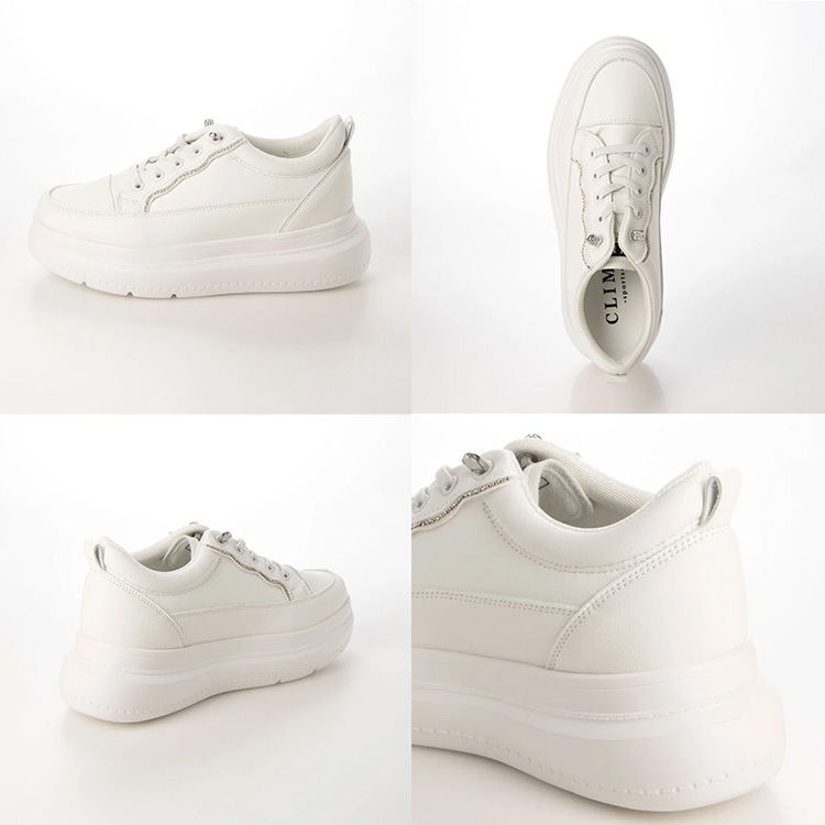 インヒール スニーカー 厚底 軽量 レースアップ 7cmヒール ラインストーン ヒールスニーカー 9069