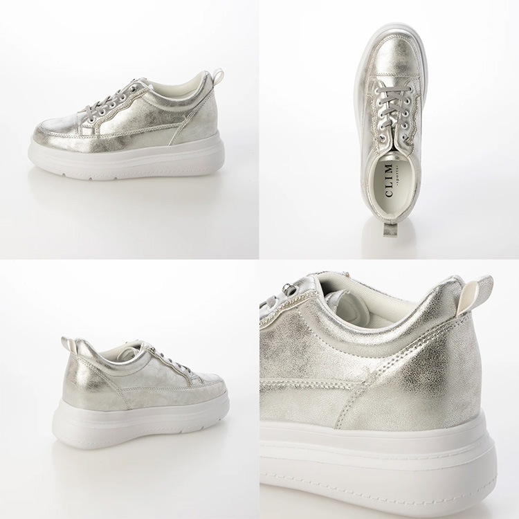 インヒール スニーカー 厚底 軽量 レースアップ 7cmヒール ラインストーン ヒールスニーカー 9069