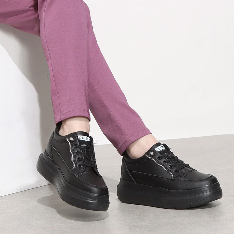 インヒール スニーカー 厚底 軽量 レースアップ 7cmヒール ラインストーン ヒールスニーカー 9069