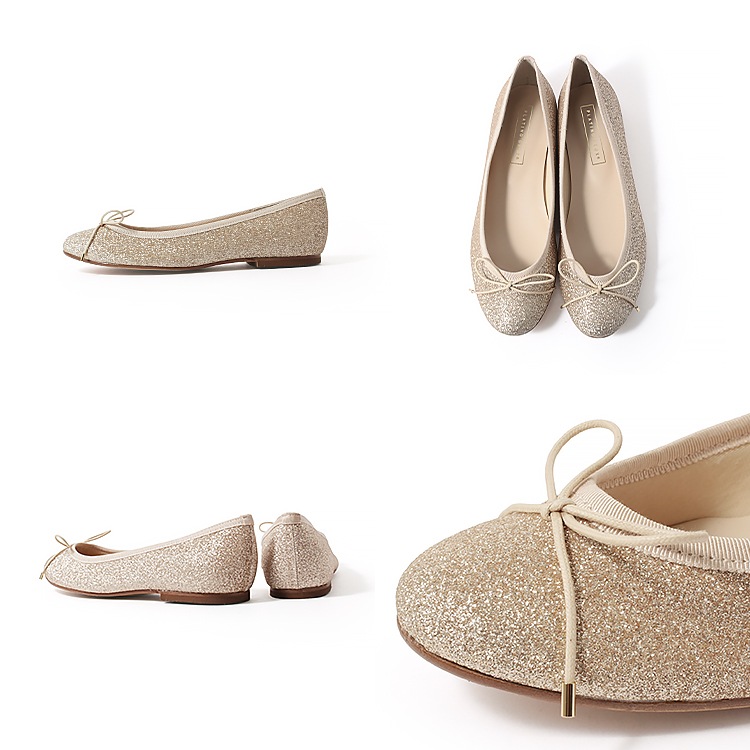 バレエシューズ フラットパンプス 日本製 ラメ リボン ラウンドトゥ 2026新作 ローヒール プラチナドゥ 1702