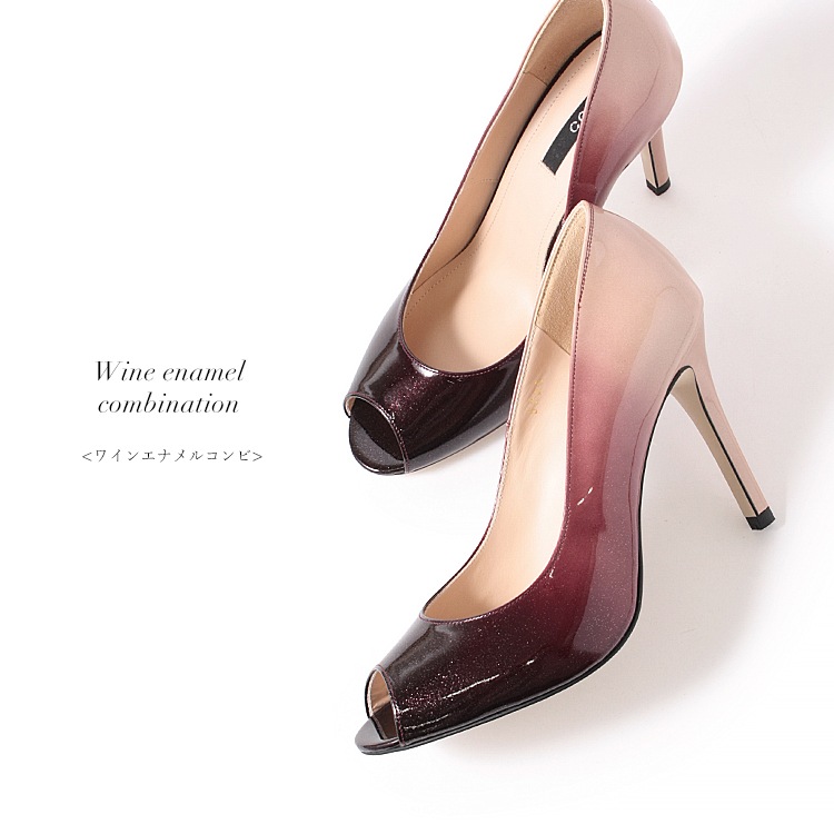 【WEB限定】 COMEX パンプス 9cmヒール ハイヒール 2026新作 オープントゥ 日本製 本革 グラデーション エナメル コメックス 65705