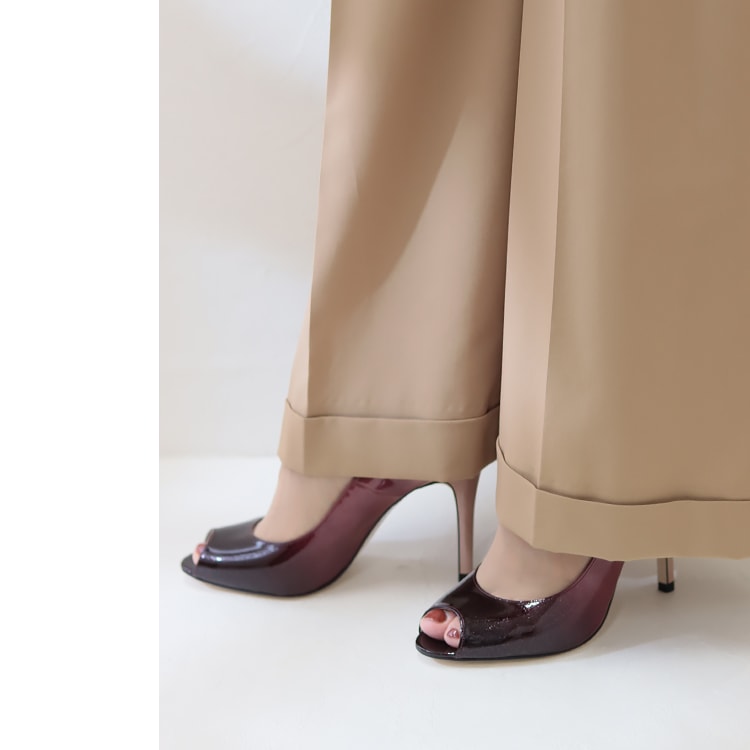 【WEB限定】 COMEX パンプス 9cmヒール ハイヒール 2026新作 オープントゥ 日本製 本革 グラデーション エナメル コメックス 65705