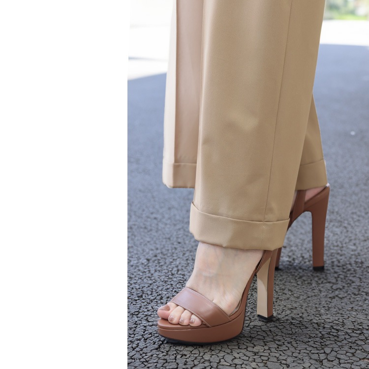 コメックス サンダル 14cmヒール  アンクルストラップ 厚底 日本製 本革 太ヒール ハイヒール COMEX 5734