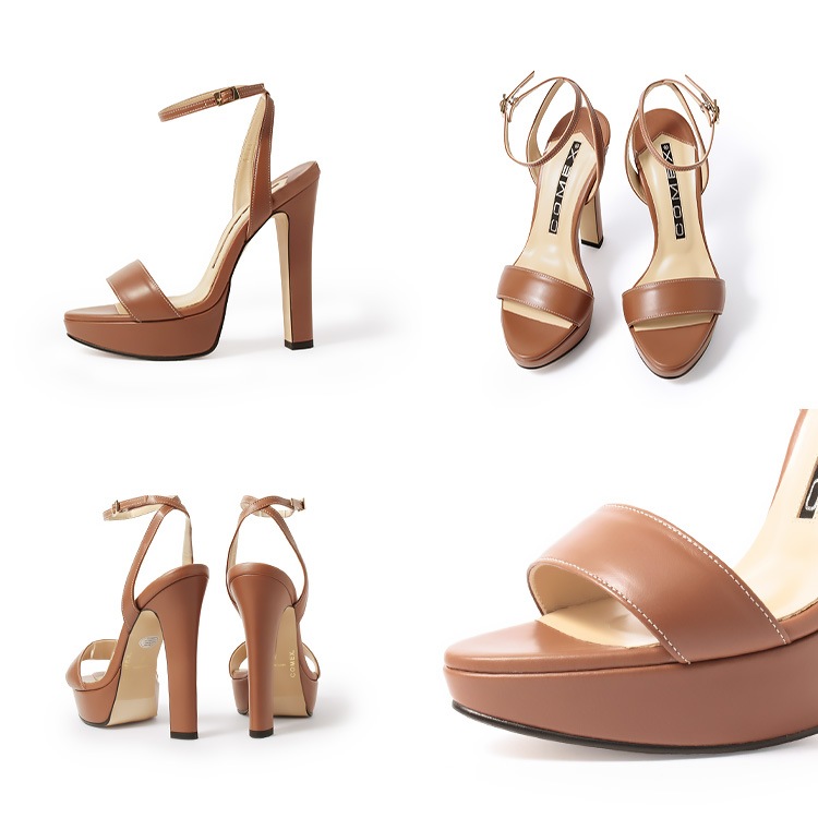 コメックス サンダル 14cmヒール  アンクルストラップ 厚底 日本製 本革 太ヒール ハイヒール COMEX 5734