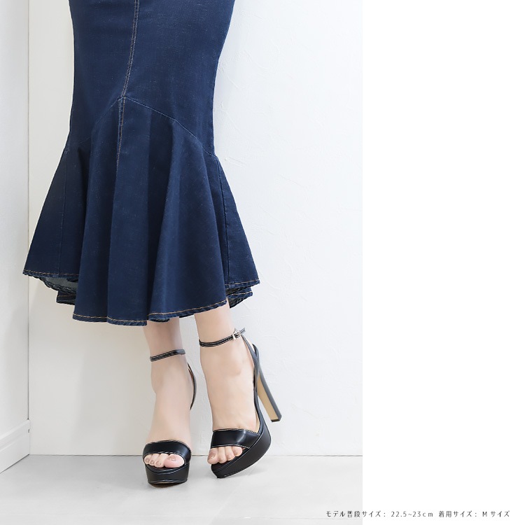 コメックス サンダル 14cmヒール  アンクルストラップ 厚底 日本製 本革 太ヒール ハイヒール COMEX 5734