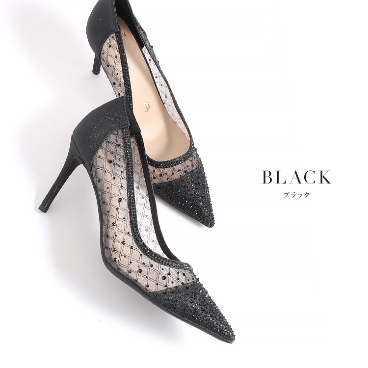 パンプス ハイヒール 8cm ピンヒールポインテッドトゥ ラメ ライン