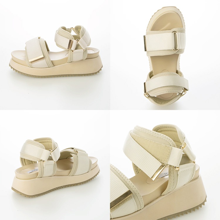 【SALE】サンダル ストラップ ベルクロ 厚底 フラット  5cmヒールアップ スポサン イーボル 5030