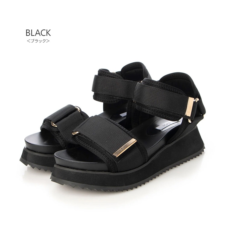 【SALE】サンダル ストラップ ベルクロ 厚底 フラット  5cmヒールアップ スポサン イーボル 5030
