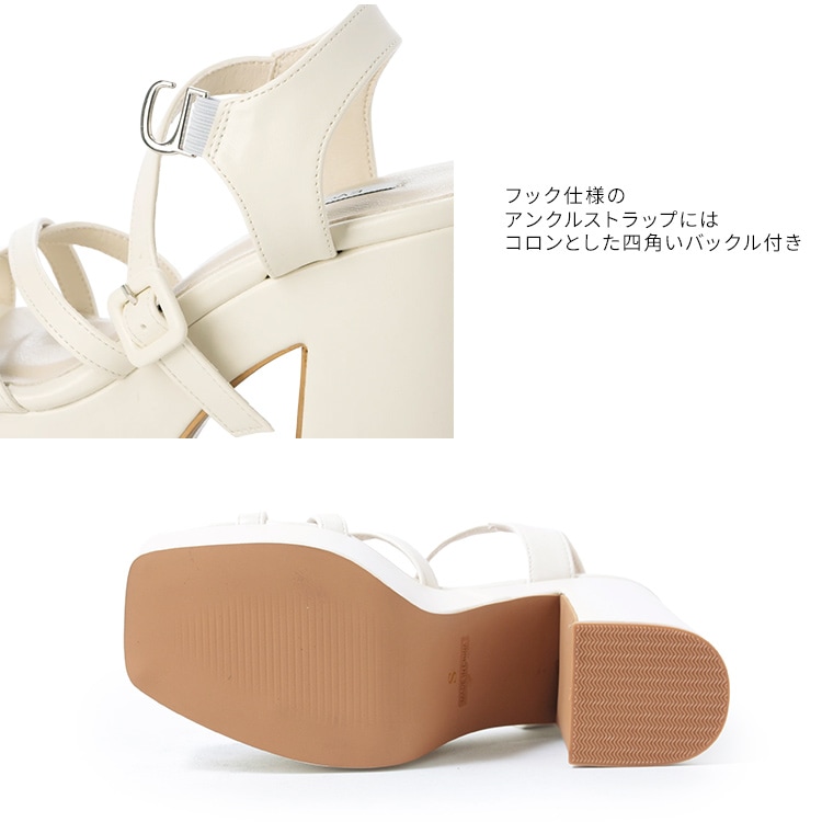 サンダル 厚底 ハイヒール ストラップ チャンキーヒール 13cmヒール 2026新作 プラットフォーム 23855