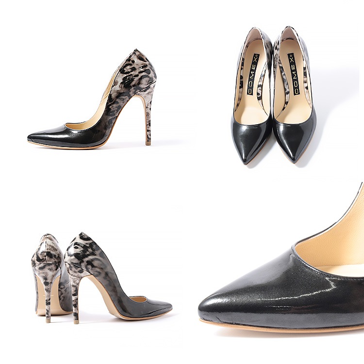 COMEX パンプス ハイヒール グラデーション エナメル ポインテッドトゥ 日本製 本革 ピンヒール ヒール10cm コメックス 7300