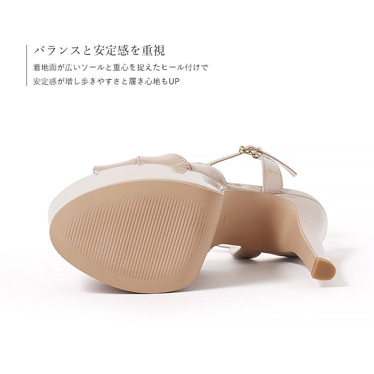 【先行予約】15cmヒール サンダル ハイヒール コンテストヒール ミスコンサンダル 厚底 ピンヒール ストラップ エナメル ジェルパッド付き ブルーバタフライ 9011