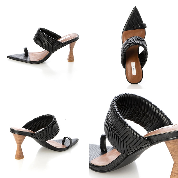 【アウトレット】【SALE】 イーボル ミュール トングサンダル ハイヒール ヒール9cm ストラップ EVOL 23529