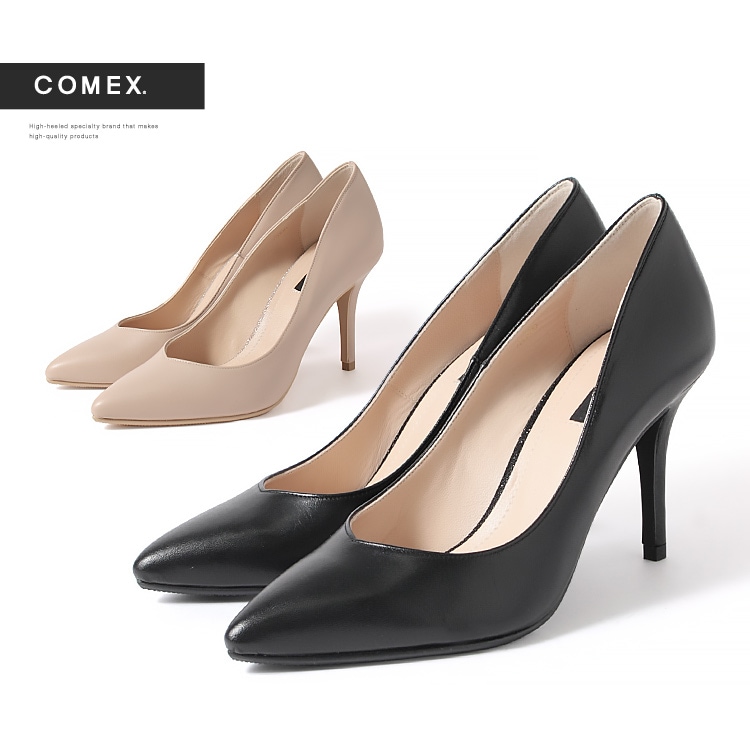 【SALE】COMEX パンプス ハイヒール 撥水 Vカット ポインテッドトゥ 日本製 本革 ヒール9cm コメックス 4000