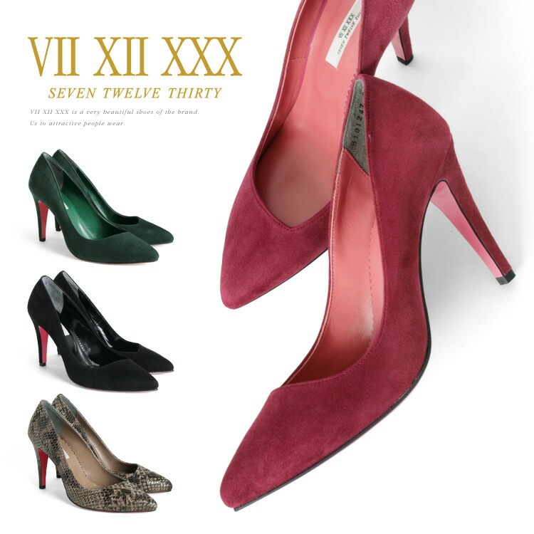 【訳あり】 【アウトレット】 【SALE】 パンプス セブントゥエルブサーティー ハイヒール ポインテッドトゥ ピンヒール ヒール9cm スエード VII XII XXX ヒール (101247) 結婚式 パーティ 靴