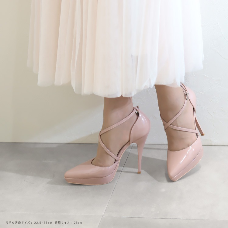 クロスストラップ パンプス 12cmヒール 2025新作 ハイヒール プラットフォーム ポインテッドトゥ セパレーツ プラチナドゥ 6230