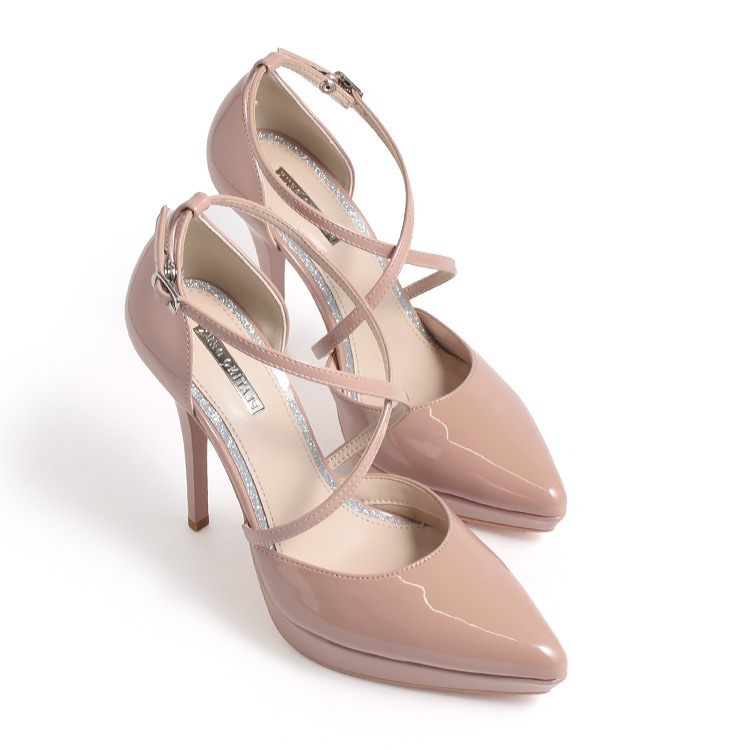 クロスストラップ パンプス 12cmヒール 2025新作 ハイヒール プラットフォーム ポインテッドトゥ セパレーツ プラチナドゥ 6230