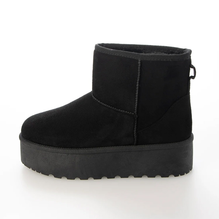 【アウトレット】【SALE】 ブーツ ショートブーツ フラット ファー ペタンコ 厚底ムートンブーツ シンプル 6006