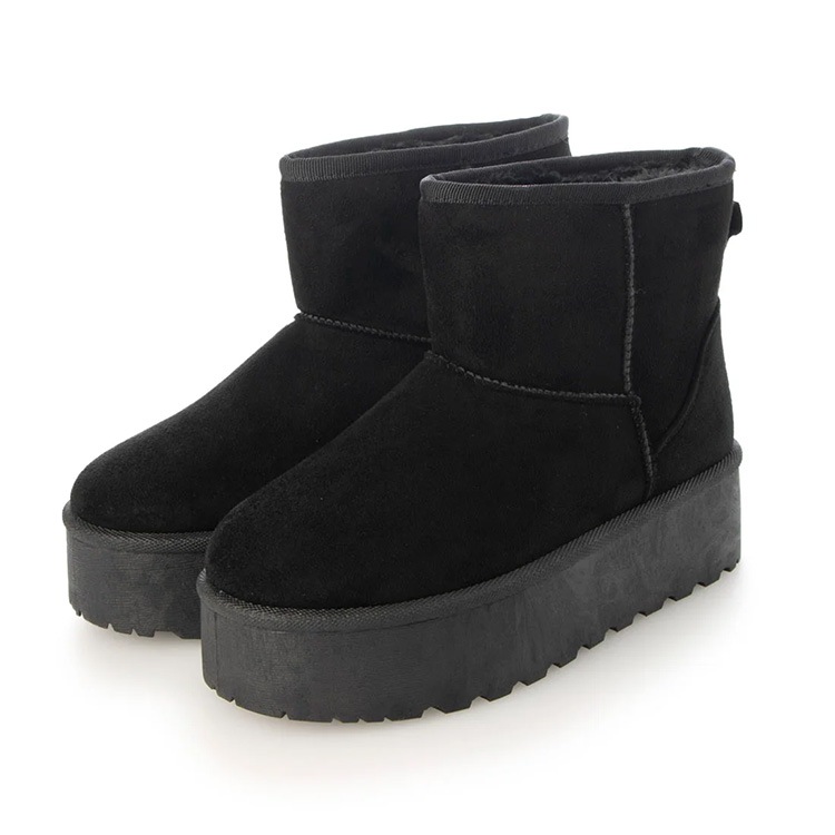 【アウトレット】【SALE】 ブーツ ショートブーツ フラット ファー ペタンコ 厚底ムートンブーツ シンプル 6006