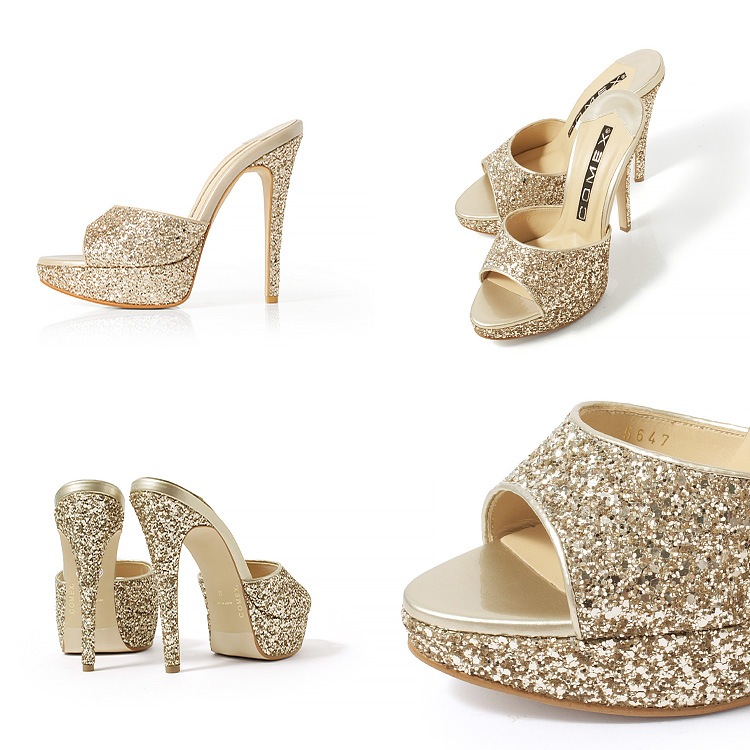 COMEX ミュール サンダル ハイヒール 日本製 本革 グリッターラメ シルバー ブラック ベージュ 5647