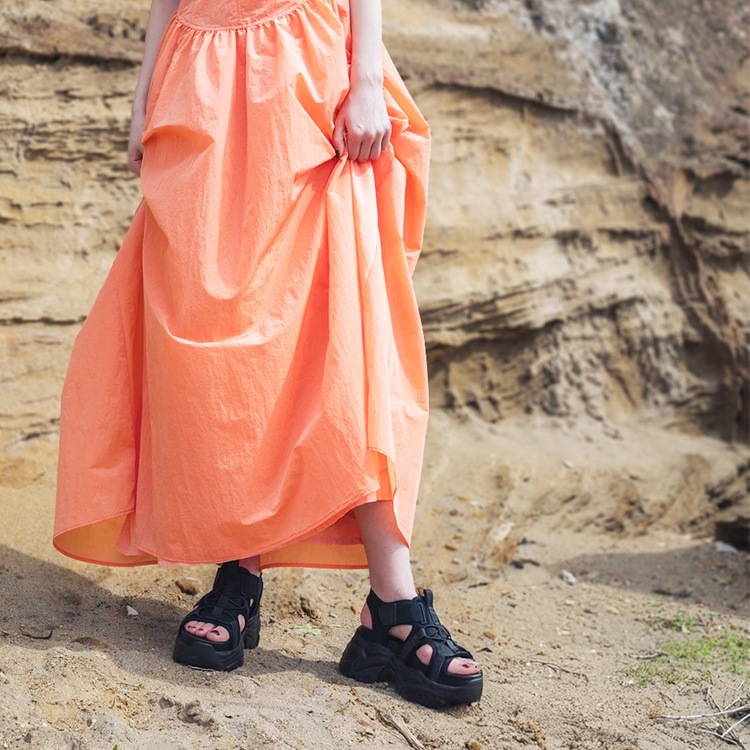 厚底 サンダル  ボリュームサンダル スポサン プラットフォーム 軽量 2025春夏新作 8cmヒール イーボル 5341