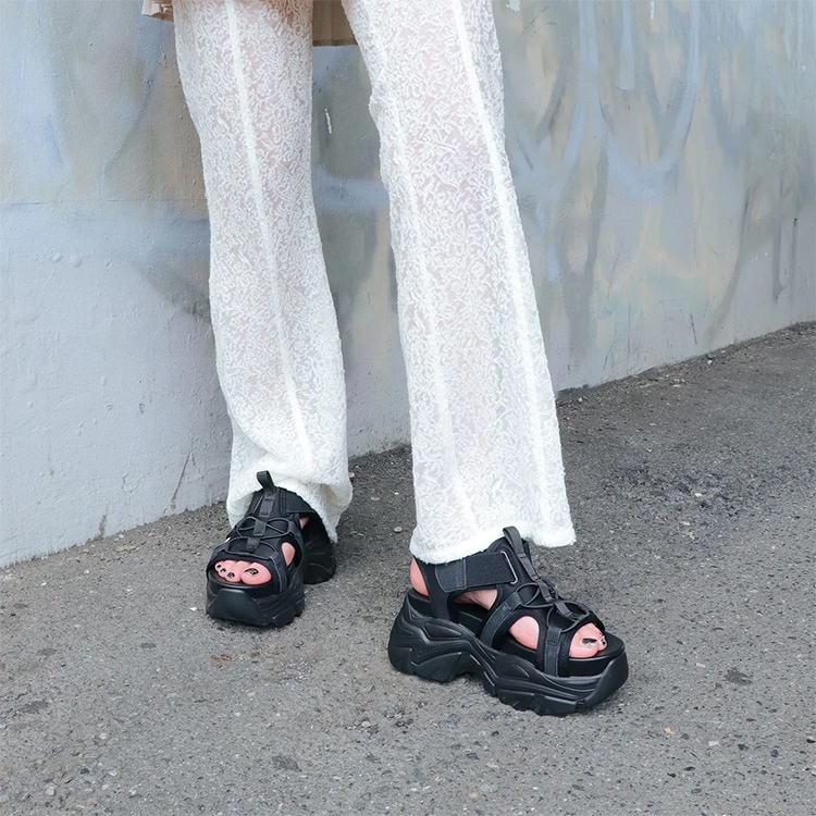 厚底 サンダル  ボリュームサンダル スポサン プラットフォーム 軽量 2025春夏新作 8cmヒール イーボル 5341