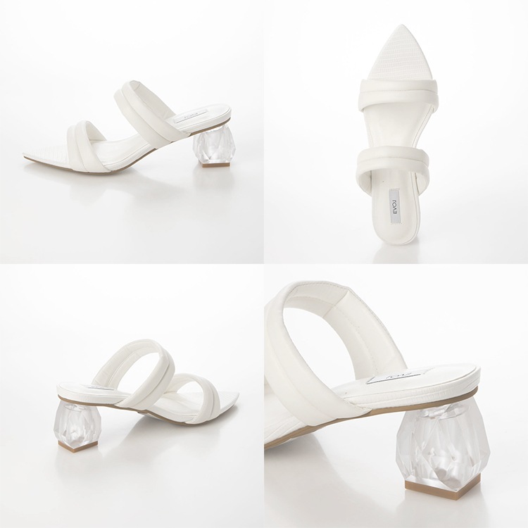 【アウトレット】【SALE】 イーボル ミュール サンダル クリアヒール ハイヒール 太ヒール ポインテッドトゥ ヒール7cm EVOL 5087